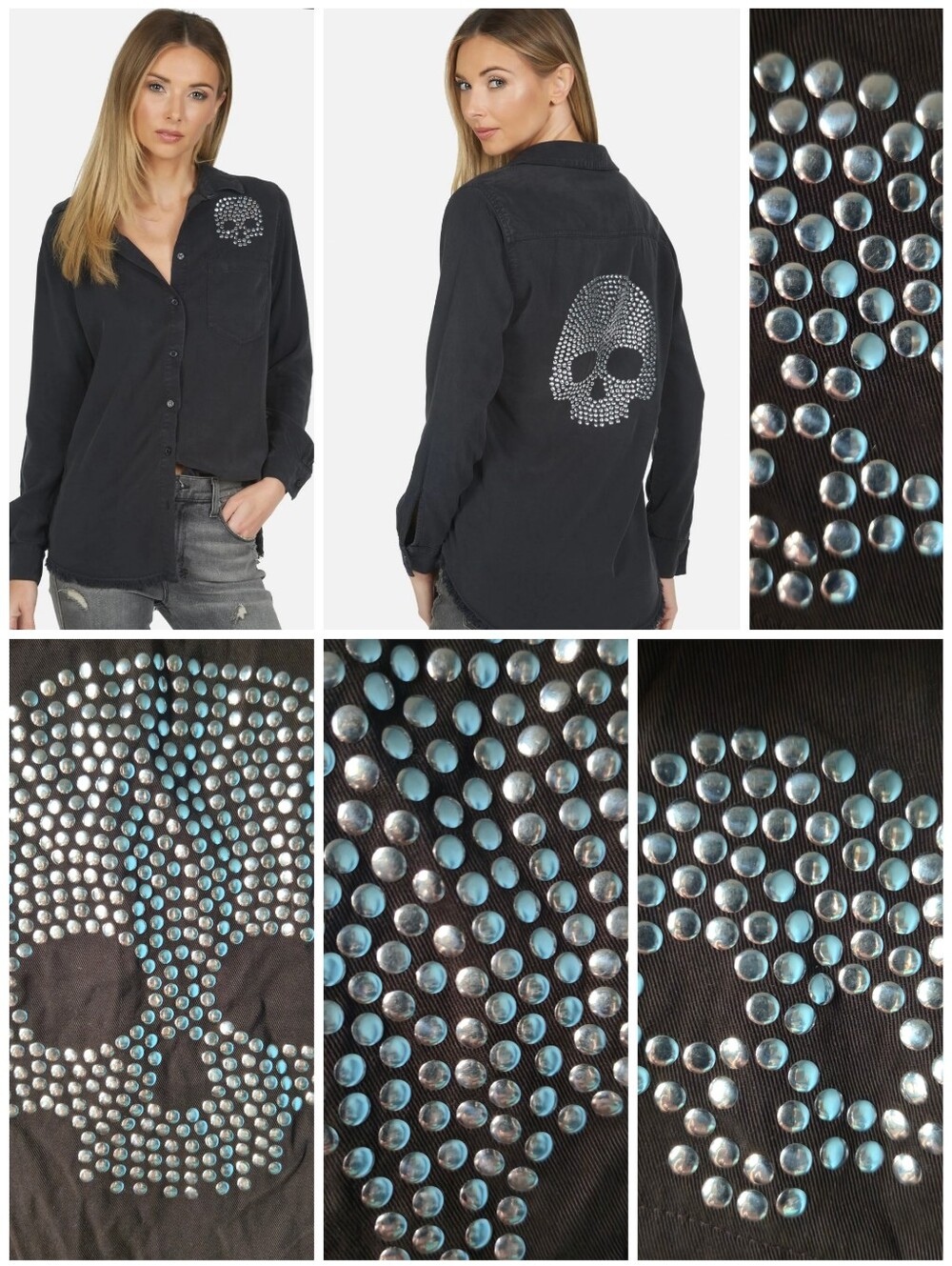 Lauren Moshi Studded Nailhead Skull sloane shirt